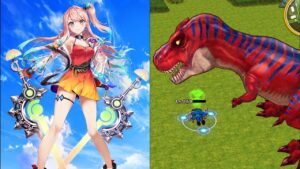 白猫プロジェクト　リョナ　双剣サテラをティラノに丸呑みさせてみた！